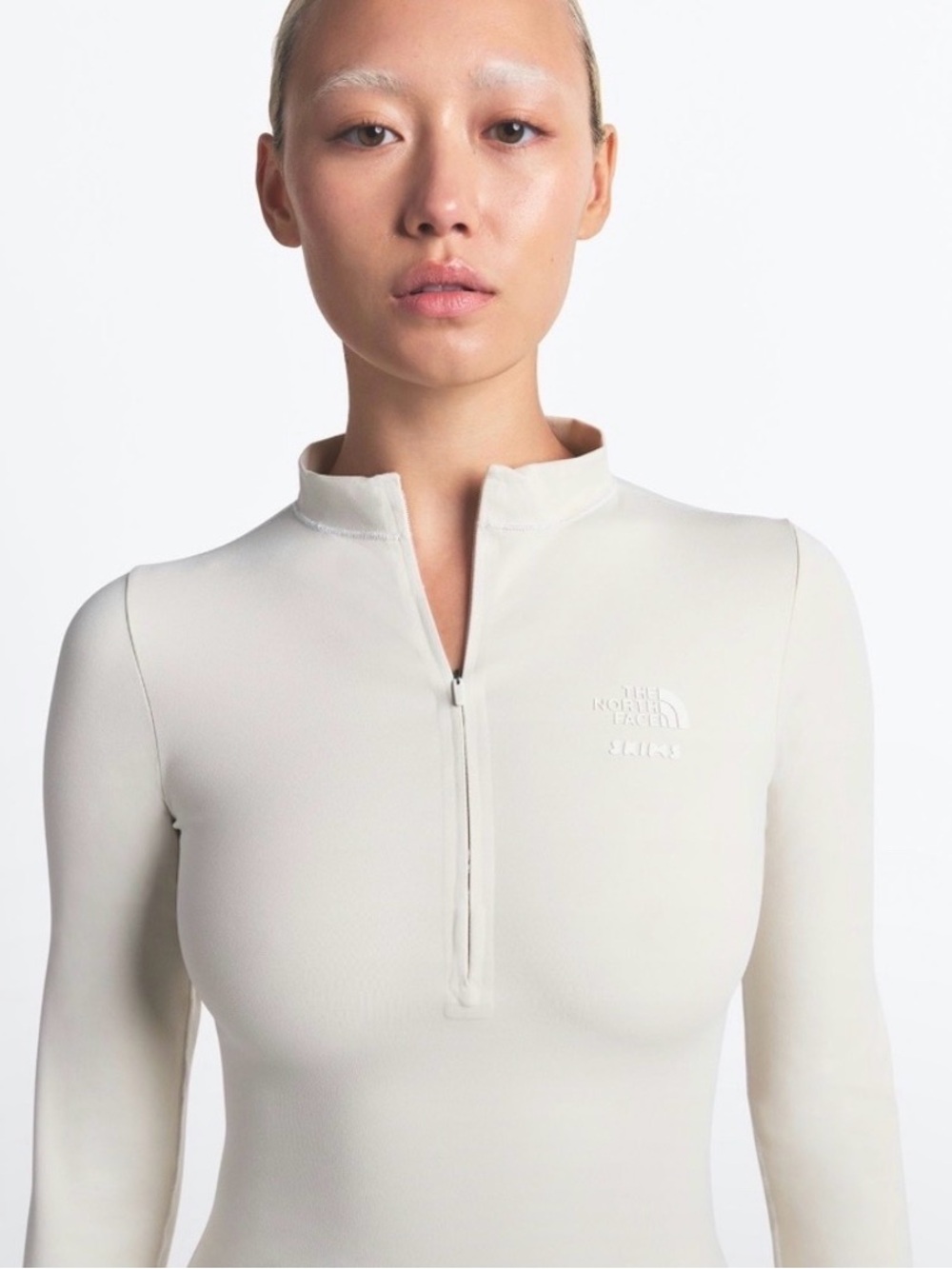 SKIMS X THE NORTH FACE TNF Refina 1/4 zip Top Bone S NWT (SK263)
